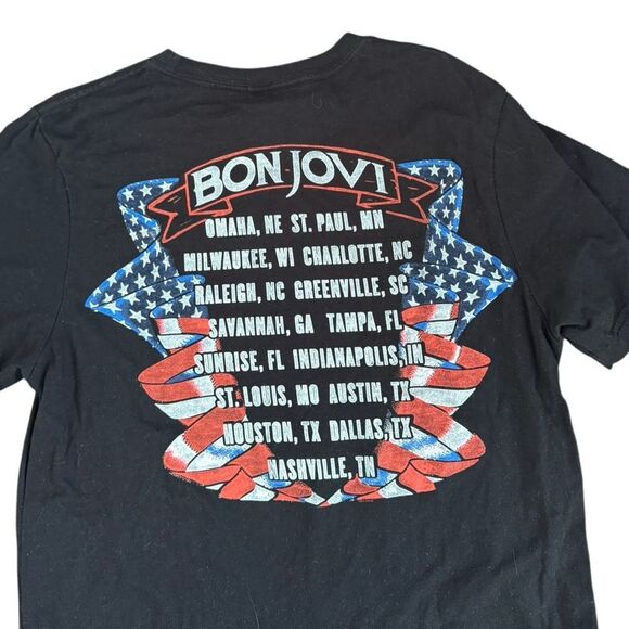 Bon Jovi Black Band Tee Graphic T Shirt 100% Cotton Size Medium - Picture 3 of 5